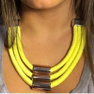 Neon Yellow and Gold rope necklace Neon Yellow and Gold rope necklace