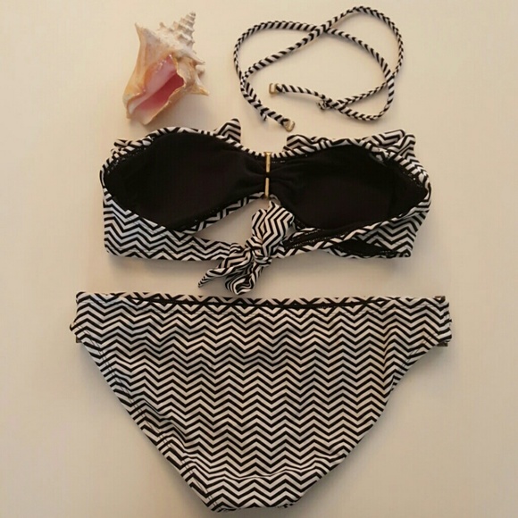 Swim Chevron Ruffle Pattern Bikini Set Poshmark