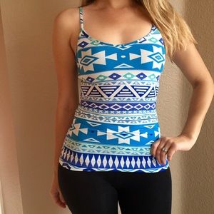 Tops - Blue Aztec Print Tank (LAST LARGE!) Tops - Blue Aztec Print Tank (LAST LARGE!)