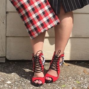 Shoe Dazzle Shoes - Black White Red Polka Dot Heels Shoe Dazzle Shoes - Black White Red Polka Dot Heels