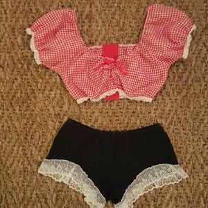 Cute costume! Crop top & booty shorts. 2 piece set Cute costume! Crop top & booty shorts. 2 piece set
