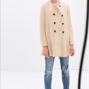 Zara Jackets & Blazers - Zara Coat with round neck and frilly hem Size XS Zara Jackets & Blazers - Zara Coat with round neck and frilly hem Size XS