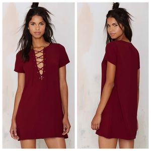 Nasty Gal Dresses & Skirts - Burgundy Lace Up Dress Nasty Gal Dresses & Skirts - Burgundy Lace Up Dress