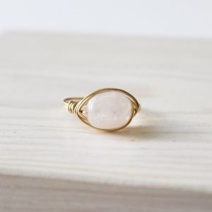 LucyMint Jewelry - Pink Quartz Wire Wrapped Ring LucyMint Jewelry - Pink Quartz Wire Wrapped Ring