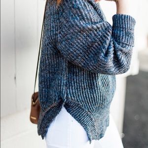 Chicwish Sweaters - Chicwish blue/gray side split sweater, size small Chicwish Sweaters - Chicwish blue/gray side split sweater, size small