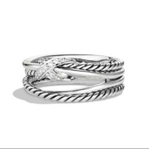 David Yurman 'X' Crossover Ring with Diamonds David Yurman 'X' Crossover Ring with Diamonds
