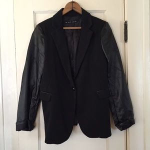 Zara Jackets & Blazers - Black Blazer with Leather Sleeves - like Zara Zara Jackets & Blazers - Black Blazer with Leather Sleeves - like Zara