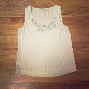 LOFT Tops - Cream Tank with Flower Detail LOFT Tops - Cream Tank with Flower Detail
