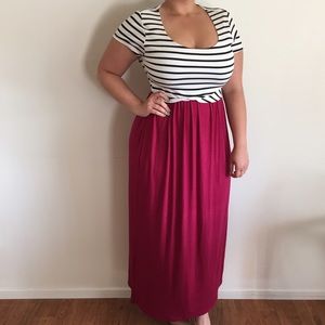 Dresses & Skirts - B&W Stripped Maroon Maxi* Dresses & Skirts - B&W Stripped Maroon Maxi*