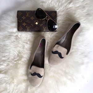 Shoes - Taupe Suede Mustache Loafer Flats Shoes - Taupe Suede Mustache Loafer Flats