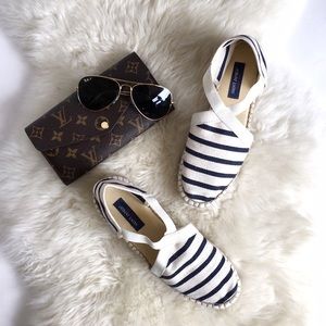 Saint James Shoes - Saint James Striped Canvas Cutout Espadrilles Saint James Shoes - Saint James Striped Canvas Cutout Espadrilles
