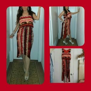 Shelby and Palmer Dresses & Skirts - Rainbow coral and brown high low dress Shelby and Palmer Dresses & Skirts - Rainbow coral and brown high low dress