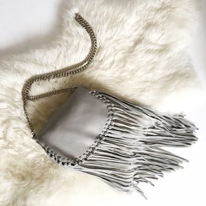 Zara Handbags - Zara Grey Fringe Crossbody Bag- Silver Chain Strap Zara Handbags - Zara Grey Fringe Crossbody Bag- Silver Chain Strap