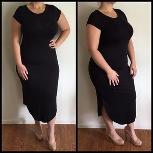 Dresses & Skirts - Black Midi Dress with Side Slits Dresses & Skirts - Black Midi Dress with Side Slits