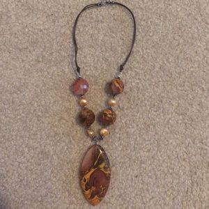 SALE Orange & Pearl Stones Silver Fashion Necklace SALE Orange & Pearl Stones Silver Fashion Necklace