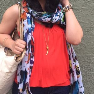Kenar Tops - Kenar Orange Draped Tank Top Kenar Tops - Kenar Orange Draped Tank Top
