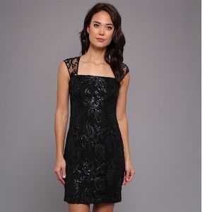 Adrianna Papell black lace and sequin dress. Adrianna Papell black lace and sequin dress.