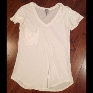 Bobi Tops - Bobi Cream Pocket Vneck Tshirt Bobi Tops - Bobi Cream Pocket Vneck Tshirt