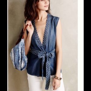 Anthropologie Holding horses chambray vest Anthropologie Holding horses chambray vest