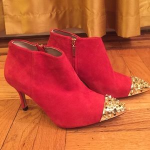 LIKE NEW Zara Red Suede Ankle Boot w/ Spikes LIKE NEW Zara Red Suede Ankle Boot w/ Spikes