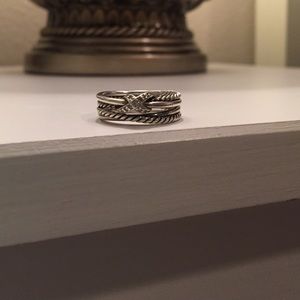 David Yurman X Crossover Ring with Diamonds David Yurman X Crossover Ring with Diamonds