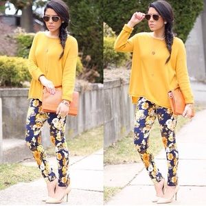 Choies Pants - Yellow, Blue & Orange Floral Pants Choies Pants - Yellow, Blue & Orange Floral Pants