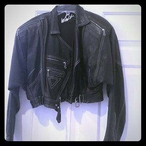 Black faux leather biker jacket Black faux leather biker jacket