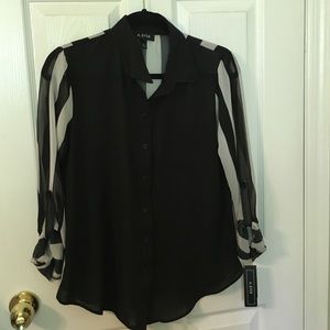 A. Byer Tops - Black and Gray/White Blouse A. Byer Tops - Black and Gray/White Blouse