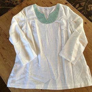 Kenar Tops - Kenar white linen tunic, size L Kenar Tops - Kenar white linen tunic, size L