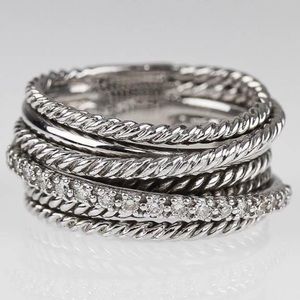 David Yurman Crossover Ring with Diamonds David Yurman Crossover Ring with Diamonds
