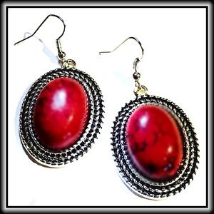 Jewelry - BOHO EARRINGS Tibetan Silver/Red Jewelry - BOHO EARRINGS Tibetan Silver/Red