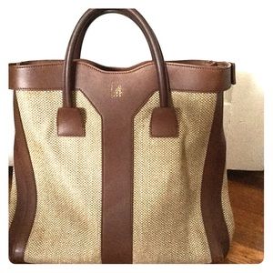 YSL Woven Linen/Leather Double Y Tote YSL Woven Linen/Leather Double Y Tote