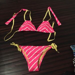 Pink striped juicy couture bikini Pink striped juicy couture bikini