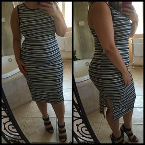 Dresses & Skirts - B&W Stripped Midi Dress* Dresses & Skirts - B&W Stripped Midi Dress*