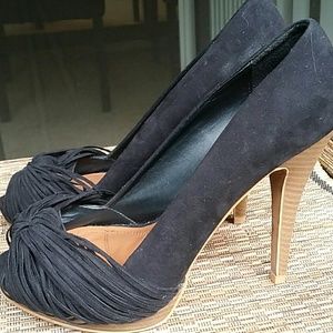 Black suede Zara peep toe pumps size 39 us 8 Black suede Zara peep toe pumps size 39 us 8