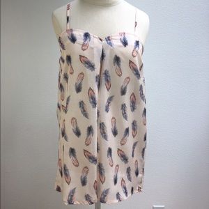 Kersh Feather Print Flowy Camisole Tank Top Kersh Feather Print Flowy Camisole Tank Top