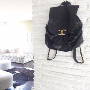 Chanel Lambskin Quilted Chain Backpack Chanel Lambskin Quilted Chain Backpack