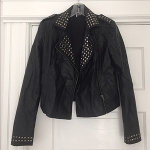 Black studded (faux) leather biker jacket Black studded (faux) leather biker jacket