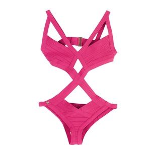 Herve Leger Other - Herve Leger Aileene CutOut One Piece Pink Swimsuit Herve Leger Other - Herve Leger Aileene CutOut One Piece Pink Swimsuit