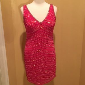 Pink Sequin Cocktail Dress- Adrianna Papell 5/6 Pink Sequin Cocktail Dress- Adrianna Papell 5/6
