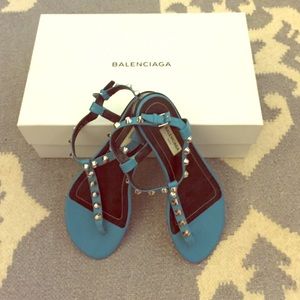 Balenciaga Shoes - Balenciaga Giant Stud T Strap Leather Sandals Balenciaga Shoes - Balenciaga Giant Stud T Strap Leather Sandals