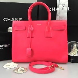Auth Saint Laurent Sac Du Jour Medium Hot Pink Bag Auth Saint Laurent Sac Du Jour Medium Hot Pink Bag