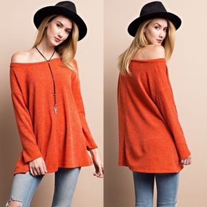 Sweaters - Knit Sweater Boxy Tunic- RUST Sweaters - Knit Sweater Boxy Tunic- RUST