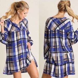 Tops - Plaid Button Down - BLUE Tops - Plaid Button Down - BLUE