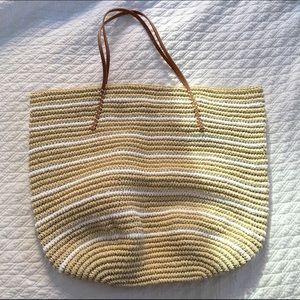Hat Attack Handbags - Hat Attack Twisted Stripe Tote w Leather Straps Hat Attack Handbags - Hat Attack Twisted Stripe Tote w Leather Straps