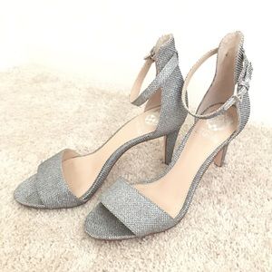 Vince Camuto Shoes - Vince Camuto Silver Sparkly Mesh Ankle Strap Heels Vince Camuto Shoes - Vince Camuto Silver Sparkly Mesh Ankle Strap Heels