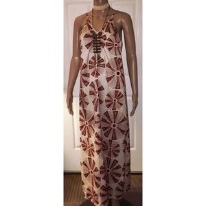 FLOWY FLIRTY MAXI DRESS-RUST AND CREAM-NWT-S FLOWY FLIRTY MAXI DRESS-RUST AND CREAM-NWT-S