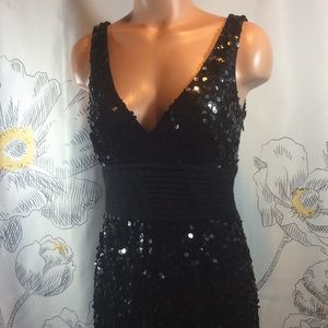 Adrianna Papell Sequins Black Evening Dress Adrianna Papell Sequins Black Evening Dress