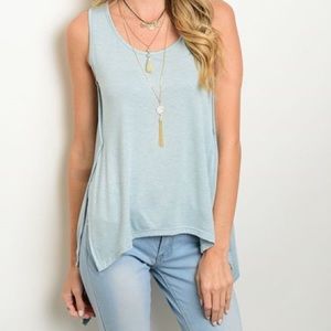 Tops - Relaxed Fit Light Sage Sleeveless Top Tops - Relaxed Fit Light Sage Sleeveless Top