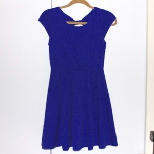 A. Byer Dresses & Skirts - Blue Jacquard Print Dress With Cutout Back A. Byer Dresses & Skirts - Blue Jacquard Print Dress With Cutout Back
